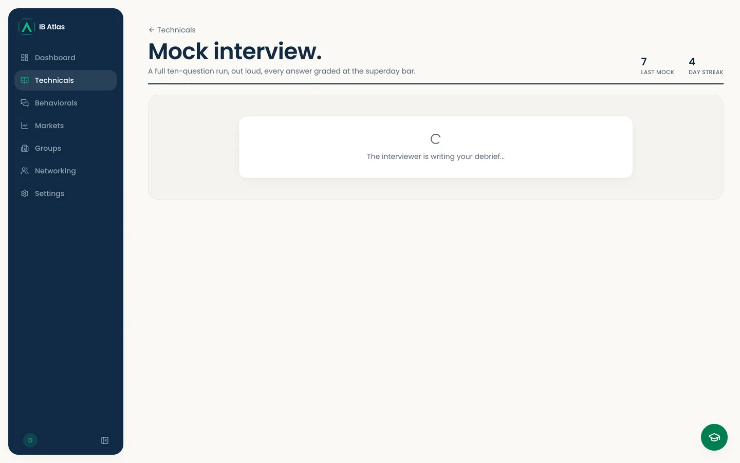 Spoken mock interview and debrief in IB Atlas