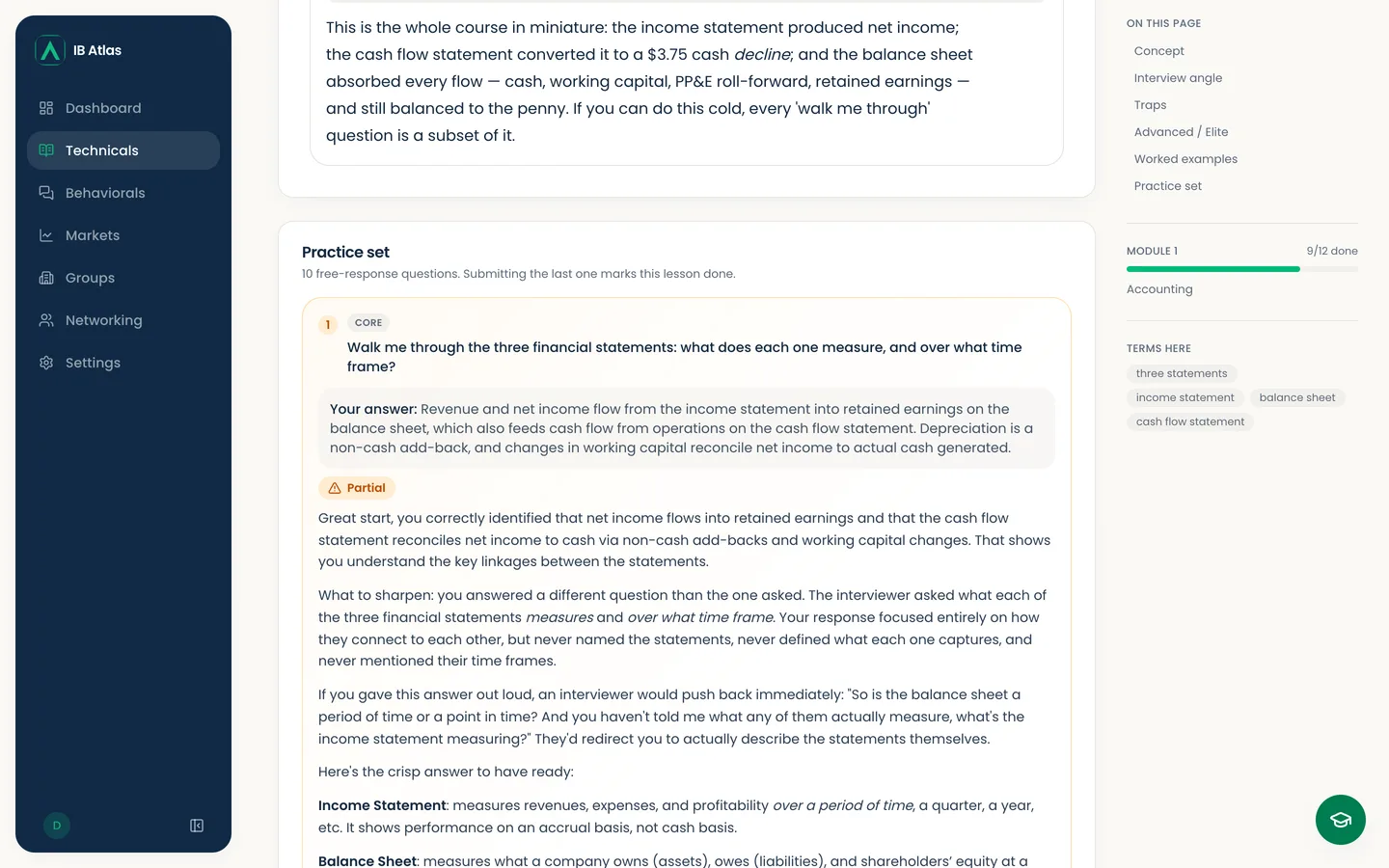 A technical lesson and practice set in IB Atlas